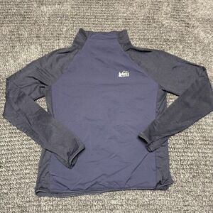 REI Co-op Womens M Zip Pullover Insulated Fleece Long Sleeve Gray Purple Outdoor